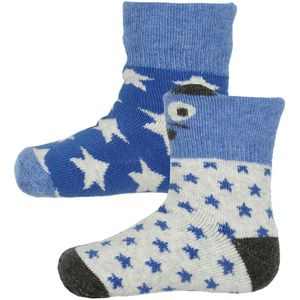 Melton Sokken - 2-pack - Blauw/Grijs m. Sterren - Melton - 15/16 - Sokken