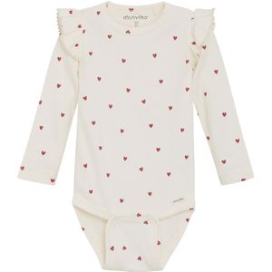 Minymo Romper l/s - Rib - Advocaat m. Harten - Minymo - 56 - Romper L/S