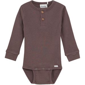 Minymo Romper l/s - Rib - Modaal/Katoen - Chocolate Chip - Minymo - 56 - Romper L/S