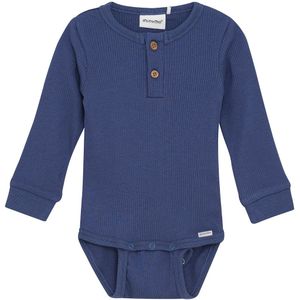 Minymo Romper l/s - Rib - Modaal/Katoen - Vintage Indigo - Minymo - 56 - Romper L/S