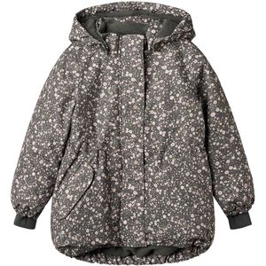 Wheat Winterjas - Tove - Black Sea Open Bloemen - Wheat - 5 jaar (110) - Winterjassen