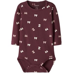 Name It Romper l/s - NbfVandora - Burgundy/Bow - Name It - 68 - Romper L/S