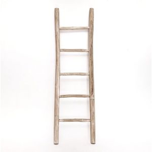 Teakea - Houten decoratie ladders-sWhite oileds-s50x5x150