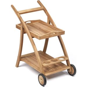 Teakea - Teak Serveerwagen | Tuin Trolley op Wielen | 56x78x85