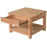 Teakea - Teak salontafel met lade en onderblad | Vierkant | 50x50x45