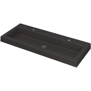 Teakea - Ink Dock Wastafel Quartz met 2 kraangaten - Quartz zwart - 100x40 cm