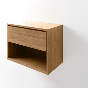 Teakea - Zwevend Eiken Badmeubel Suze  | 2 Laden | Diverse Kleuren en Maten-Natural Oak