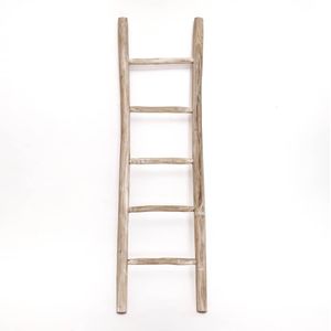 Teakea - Teakhouten decoratie ladder | Rustiek Wit | 50x5x175