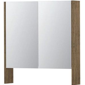Teakea - Double Mirrored Alu, Color-Matched Side Panels | 80x14x74, 2 Doors