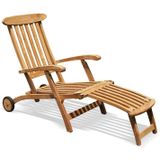 Teakea - Florida Loungeset - Tuintafel met Onderblad + 2 Deckchairs met Wielen