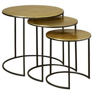 Teakea - Iron Bijzettafel set van 3 | 64x64x63