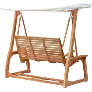 Teakea - Teak Schommelbank |  120 Brede Zitting |Twee Persoons | Met Zonnedak