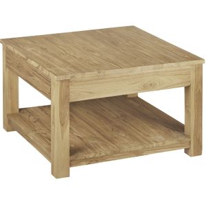 Teakea - Teak salontafel met lade en onderblad | 70x70x45