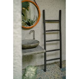 Teakea - Teakhouten Ladders-sZwart Gecoat Teaks-s50x5x150s-sHanddoekladders-sDecoratieve Ladder 5 Stijlen