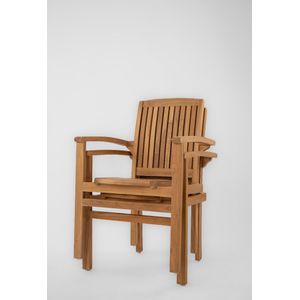 Teakea - Ibiza | Stapelbare Teak Tuinstoel | Set van 2 Tuinstoelen