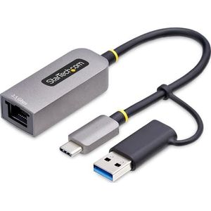 Startech Startech.com 2.5gbe Usb-c Naar Ethernet Adapter Met Usb-a Converter, Nbase-t Nic, Usb 3.0 Type-c 2.5/1g Multi Speed Netwerk, Thunderbolt Compatibel, Windows & Mac