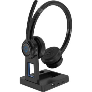 Voxicon Vx-p75-b Draadloze Headset Met Enc, Bluetooth 5.3 & Oplaadstation Usb-a Zwart