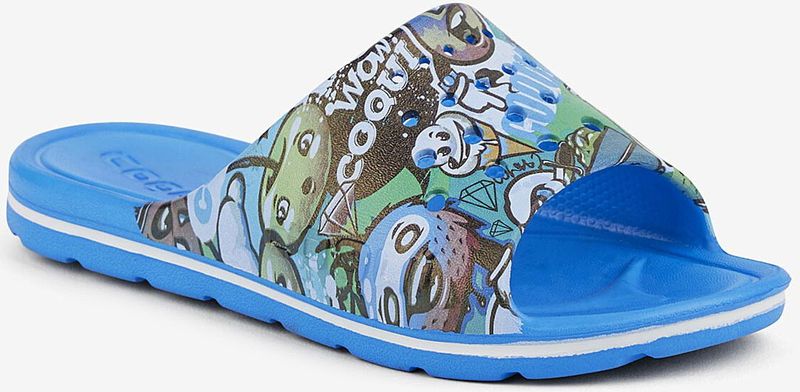 Kinderslippers coqui long printed zeeblauw 30/31