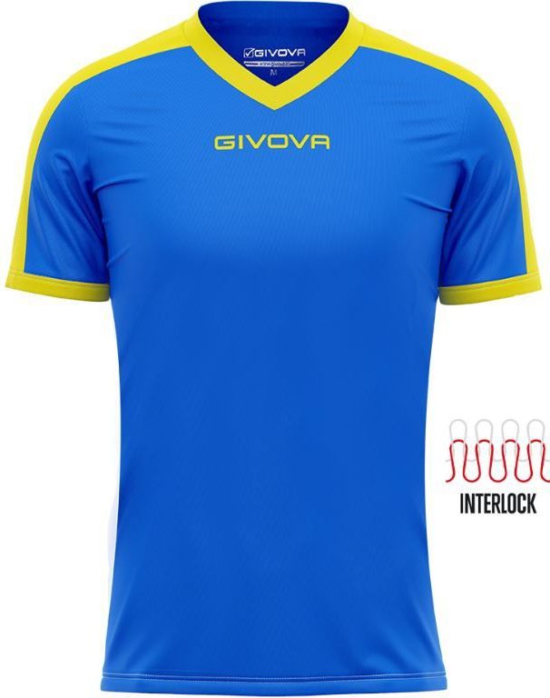 Sports T-shirt Givova Revolution Royal-Yellow, Xs