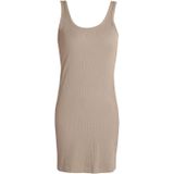 Romina beige midi jurk - elegante damesjurk van katoen