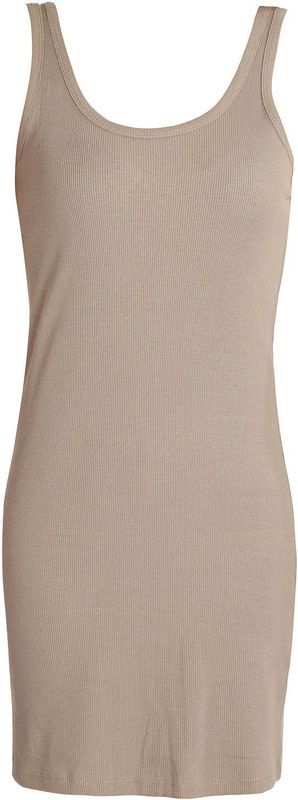 Romina beige midi jurk - elegante damesjurk van katoen