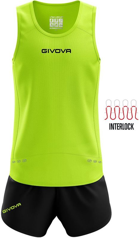 Givova - Kit New York - Running Set - Fluogeel - Zwart