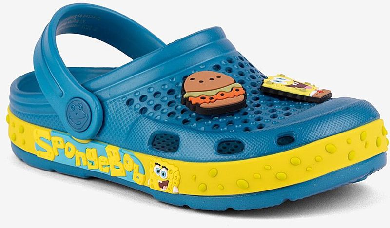 Kinderklompen coqui lindo oceaanblauw/sb geel sb spongebob + amulet 28/29