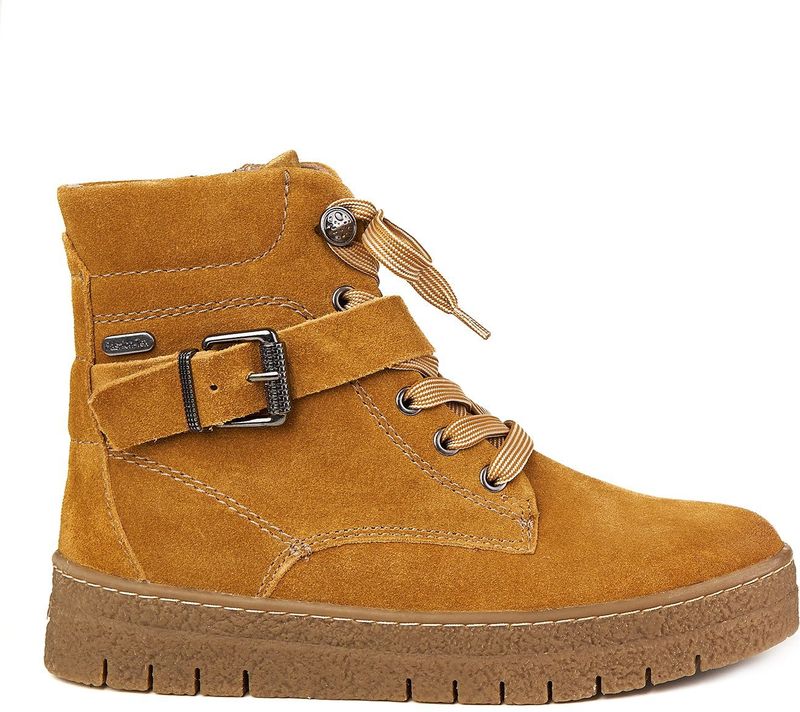 Marco Tozzi - ZLN 0533 - Enkellaarsjes - Mosterd - Echte Suede Lederen