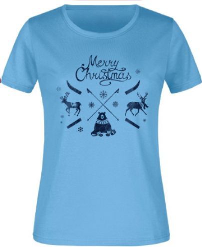 Kerst t -shirt dames blauw l - katoen & comportabel
