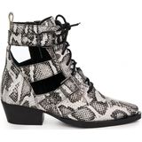 Bronx - Jacky Jo - Enkellaarsjes - Wit met Zwart - Echt Leer - Casual