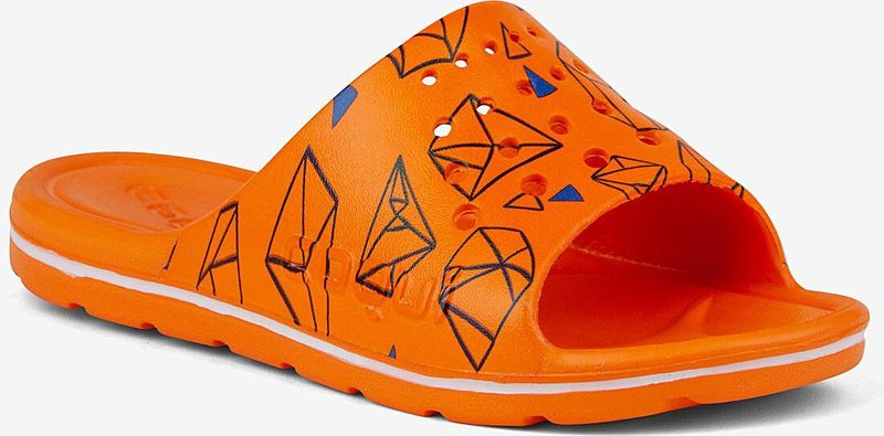 Kinderslippers coqui long dk.oranje geometrisch 28/29