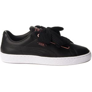 Puma - Basket Heart - Sneakers - Zwart - Leer - Vetersluiting
