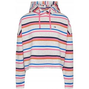 Tommy jeans boxy crop multi stripe hoodie, m