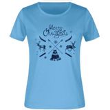 Kerst dames t -shirt 2xl blauw - zacht katoen & comfort