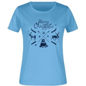 Kerst dames t -shirt 2xl blauw - zacht katoen & comfort