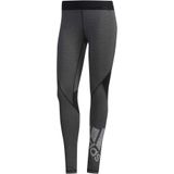 Adidas alphaskin long heathered badge gray women's leggings, xs