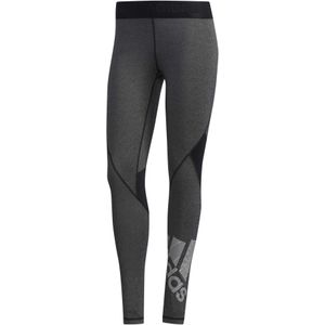 Adidas Alphaskin Long Heathered Badge Gray Women's Leggings, XS