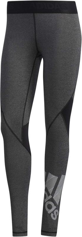 Adidas alphaskin long heathered badge gray women's leggings, xs