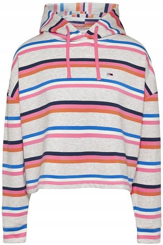 Tommy Jeans - Boxy Crop Hoodie - Multi Streep - Katoen