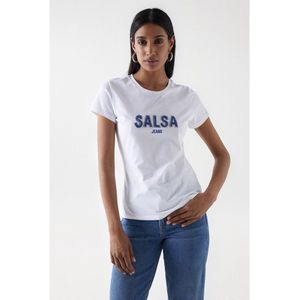 Salsa Jeans Institutional Beaded Branding T-shirt Met Korte Mouwen