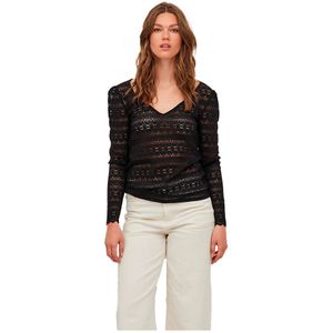 Vila Chikka Lace T-shirt Met Lange Mouwen En V-hals