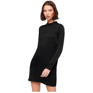 Superdry Satin Mock Neck Korte Jurk Met Lange Mouwen