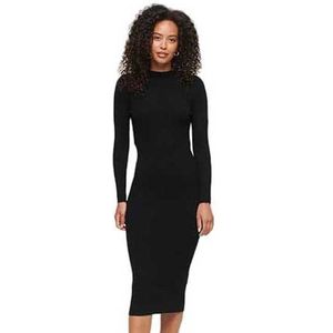 Superdry Backless Bodycon Midi-jurk Met Lange Mouwen