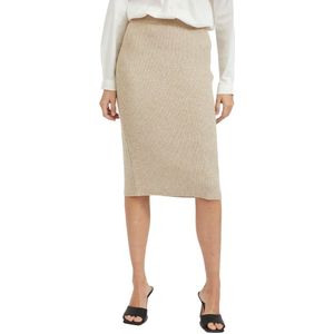 VILA Gebreide Midi Rok VIRIL Beige