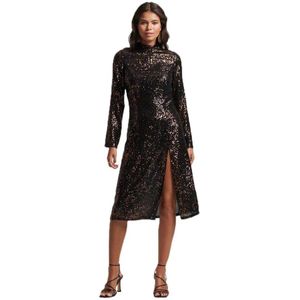 Superdry Long Sleeves Backless Sparkly Midi Jurk