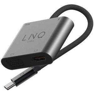 Linq byELEMENTS 4 in 1 Type C USB Hub Adapter - VGA - HDMI - USB-A 3.1 - tot 100W USB C power delivery