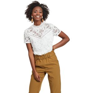 Vila Stasia Lace T-shirt Met Korte Mouwen