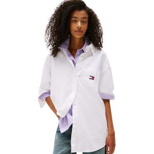 Tommy Jeans - Badge Oxford Shirt - Ecru - Oversized T-Shirt