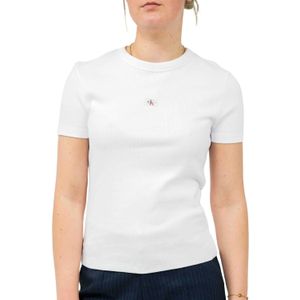 Woven Label Rib Fitted T-Shirt