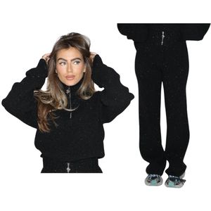 Pia Pully Sequins Set Zwart